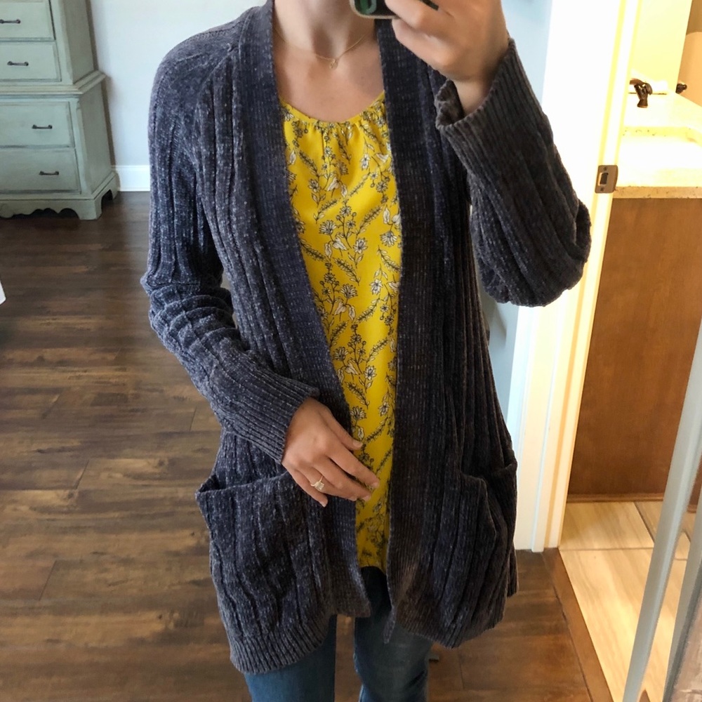 Long grey sweater!